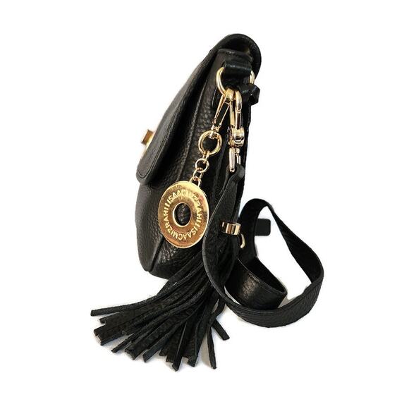 Isaac Mizrahi Bridgehampton Women's Black Pebbled Leather Crossbody - Picture 4 of 6